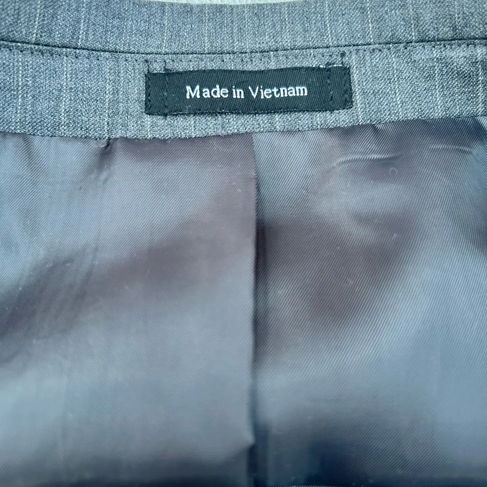 46S Joseph & Feiss Wool Blazer Gray Mens 44 Waist Pinstripes